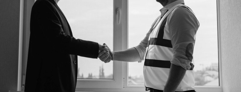 Contractor and Man Shaking Hands